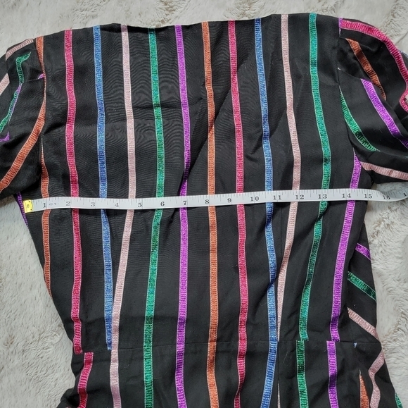 Tanya Taylor Magnolia Metallic Stripe Long Sleeve Wrap Dress Multicolor NWT Sz 0 - Picture 12 of 15